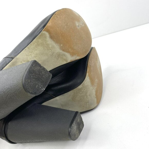 Fly London Boots Women Size 8 Black Leather Fold Over Ankle Booties Heels Shoes - Picture 6 of 7